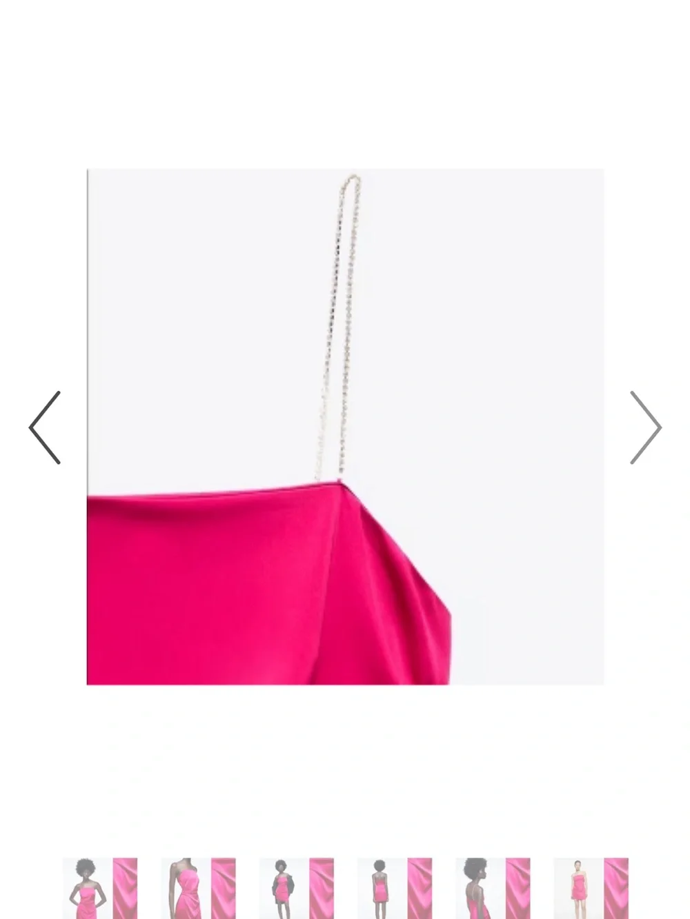 Zara Fuchsia Satin Mini Dress with rhinestone Straps XS - Picture 6 of 8